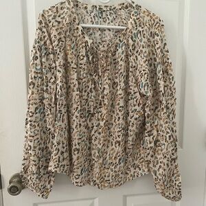 Womens Animal Print Colorful Blouse | Size Large |